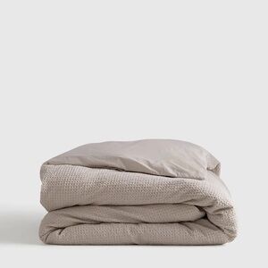 TWIN Duvet Cover | Organic Luxe Honeycomb | Sand {QUINCE nwot}